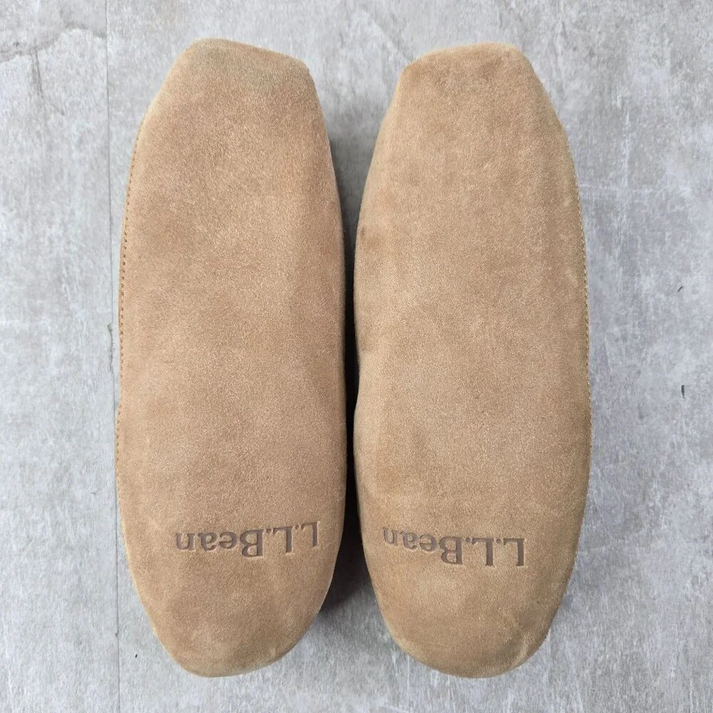 LL Bean Moccasin Loafers Kids 3 Brown Suede Fur Lined Slip On Southwestern  Shoe